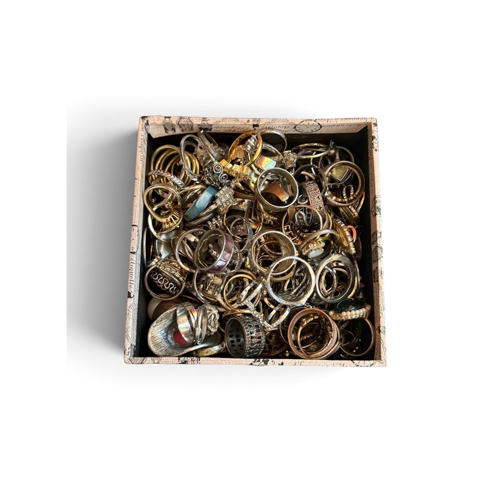 Bulk Lot 200+ Assorted Fashion Rings Estate Jewelry Wholesale Resale Box